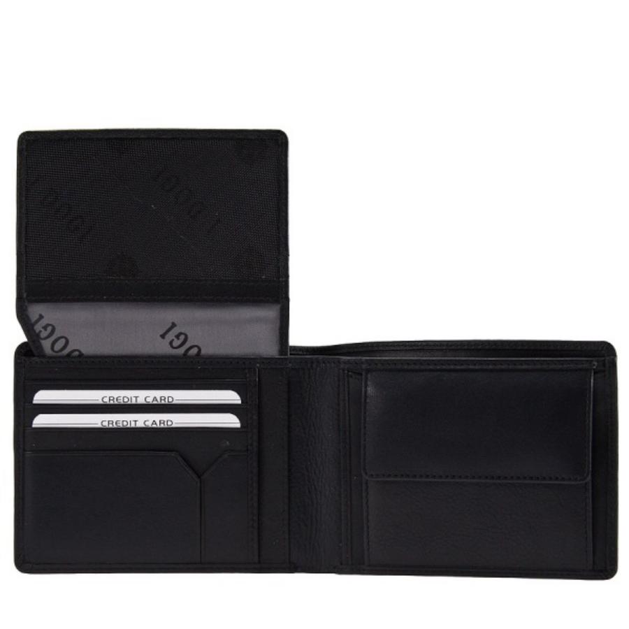 Tony Perotti Cortina 5012 nero with the inner panel raised, showing the mesh ID window against the branded lining