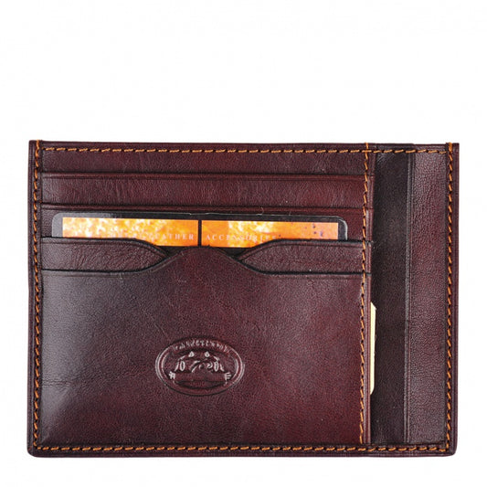 Tony Perotti dark brown leather card holder — Italico 2171 moro