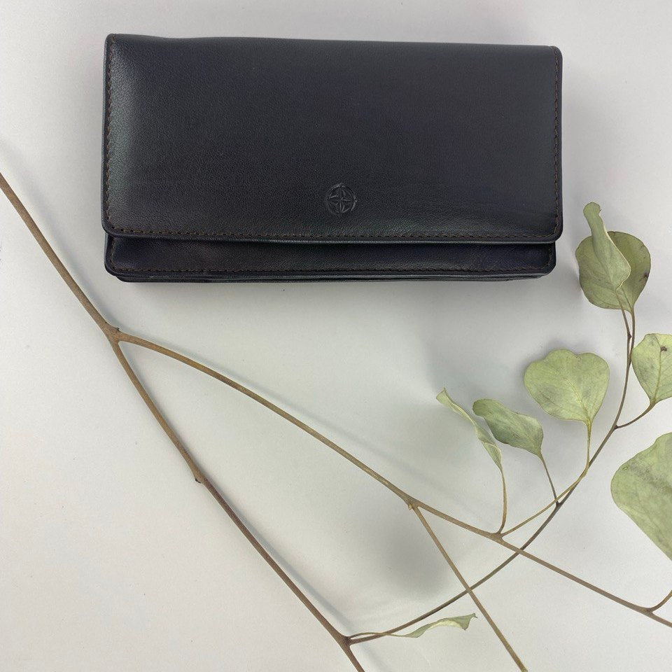 Tony Perotti Women’s Brown Leather Large Flap Wallet — Cortina 5072 Moro