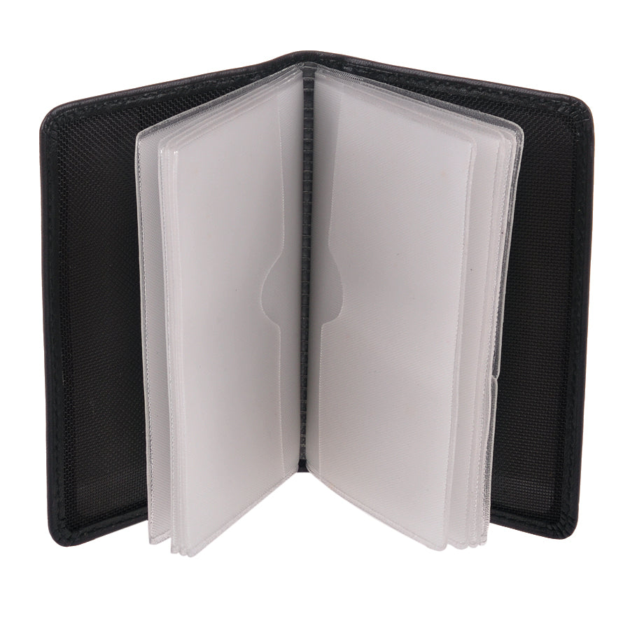 Black leather business card holder detail — Tony Perotti Italico 1007 nero
