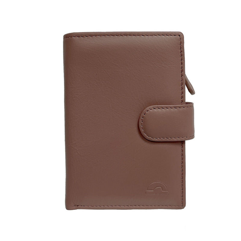 Tony Perotti New Rainbow 1654 rosa antico powder pink vertical wallet with snap strap — handcrafted in Italy