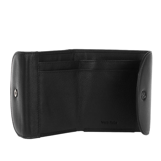 Tony Perotti Cortina 5055 nero opened flat — the inner compartments with a press stud at each side