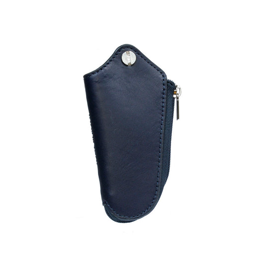 Tony Perotti Nevada 2694 navy — navy leather key sheath closed, the screw post at the top and the zip running down the side