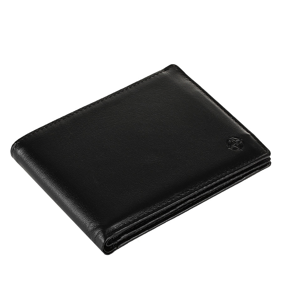 Black leather bifold wallet coin pocket detail — Tony Perotti Cortina 5085