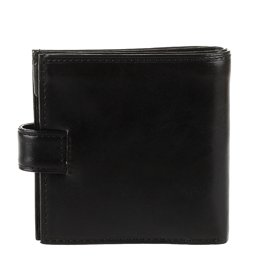 Open black leather bifold wallet with card slots — Tony Perotti Italico 1256