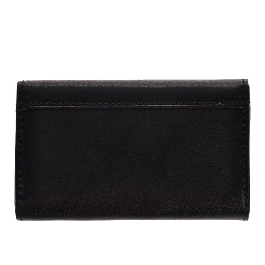 Black leather key case open with six key hooks — Tony Perotti Italico 1117 nero
