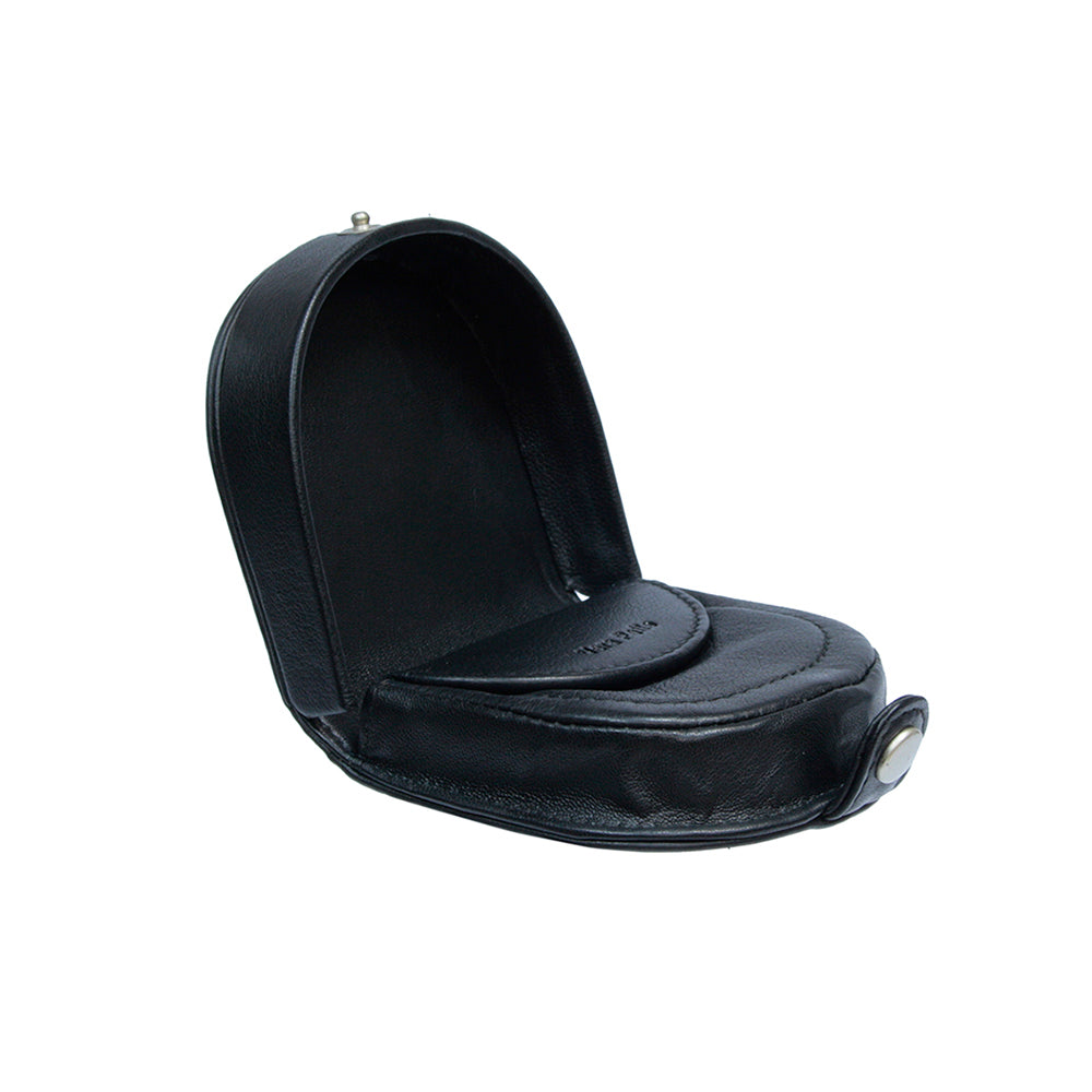 Tony Perotti Cortina 5070 nero with the flap fully lifted — the second compartment under its own leather flap