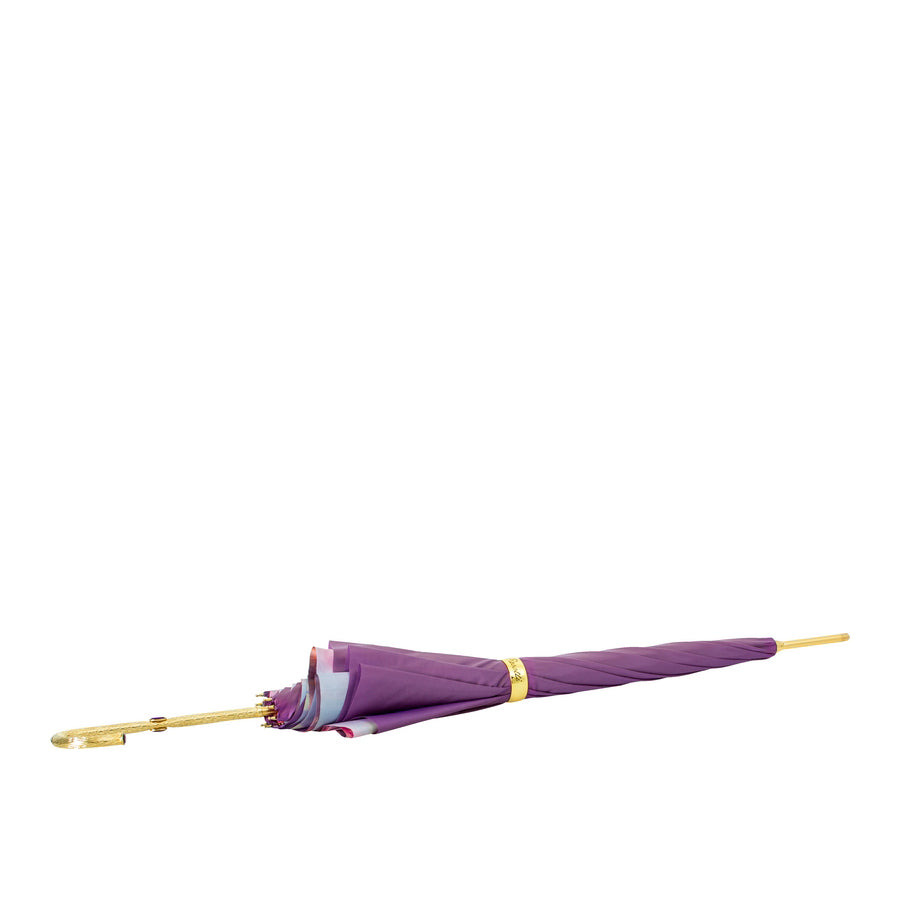 Designer cane umbrella purple with flowers Pasotti 189-56896/1