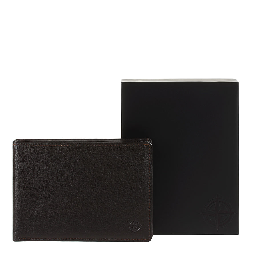 Dark brown leather bifold wallet handcrafted in Italy — Tony Perotti Cortina 5085