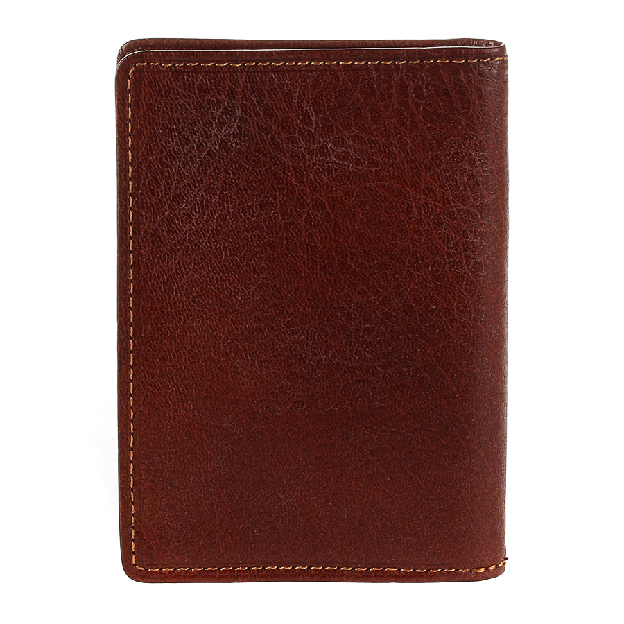 Cognac leather business card holder with clear card sleeves — Tony Perotti Italico 1007 cognac