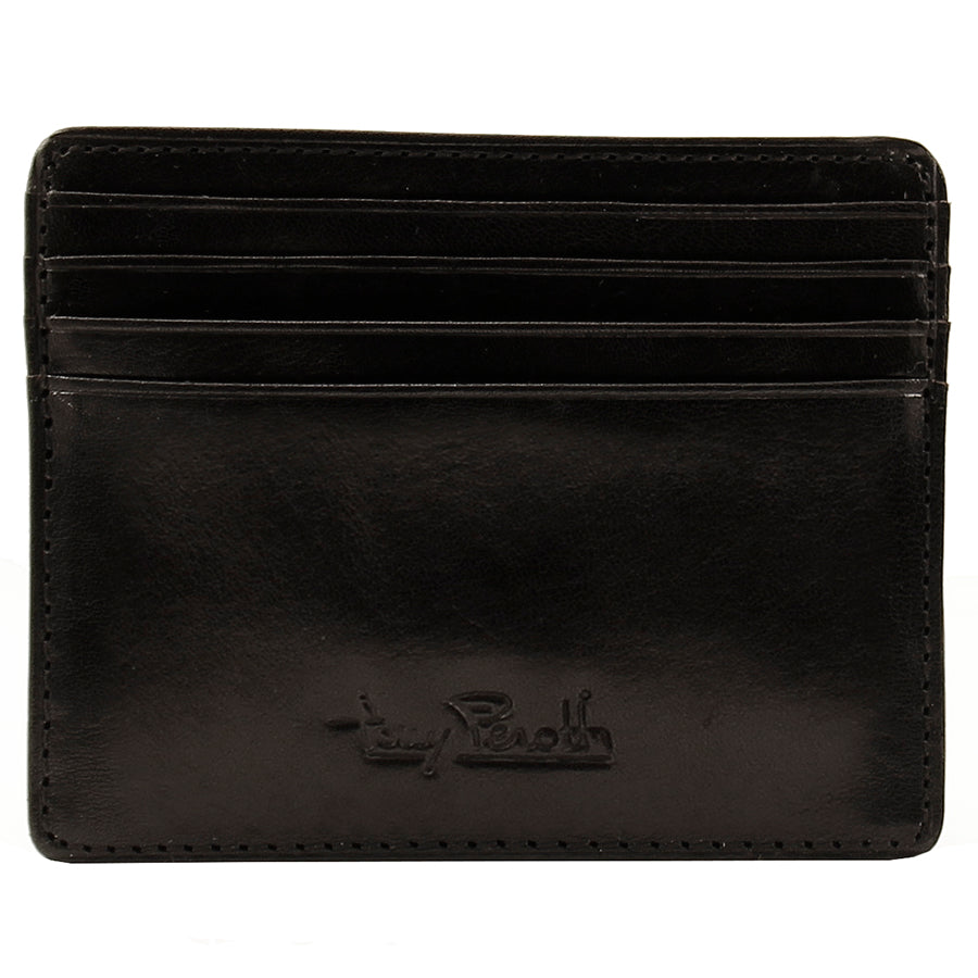 Black leather card holder with card slots — Tony Perotti Italico 2236