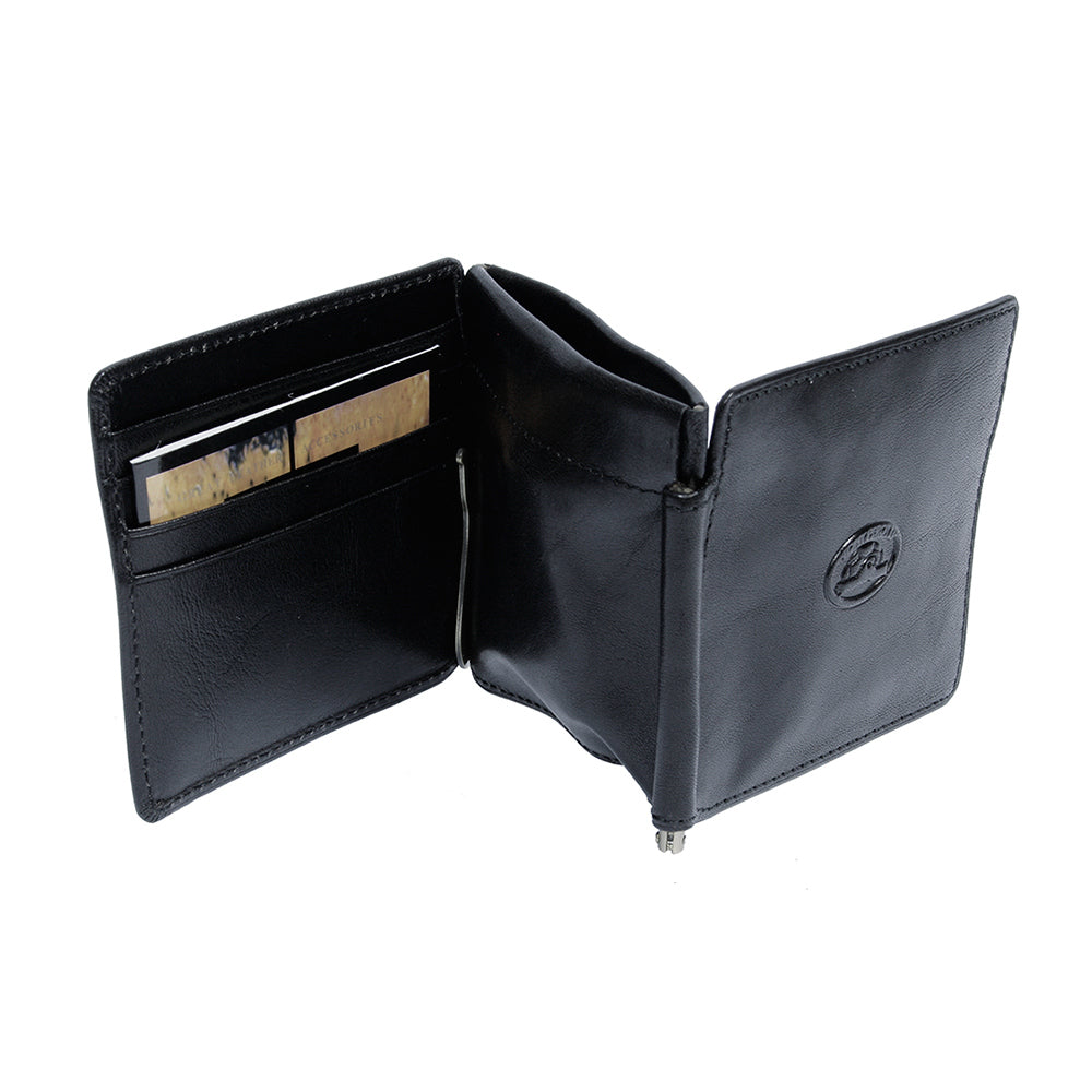 Black leather money clip wallet interior — Tony Perotti Italico 1717