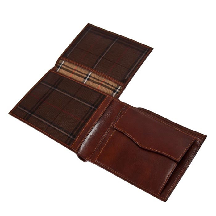 Cognac leather bifold wallet fold-out ID windows — Tony Perotti Italico 396