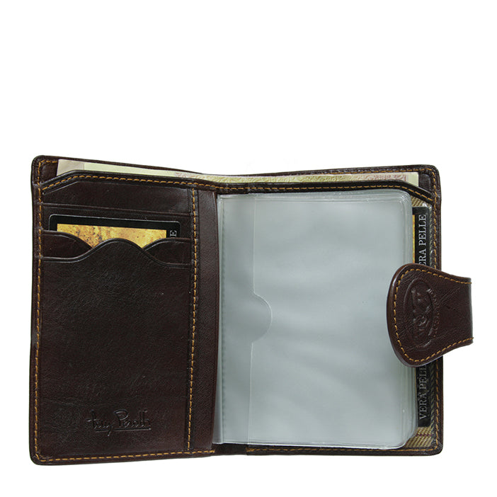 Tony Perotti Accademia 2252 moro — opened, showing the clear files, the card slots and the note compartment