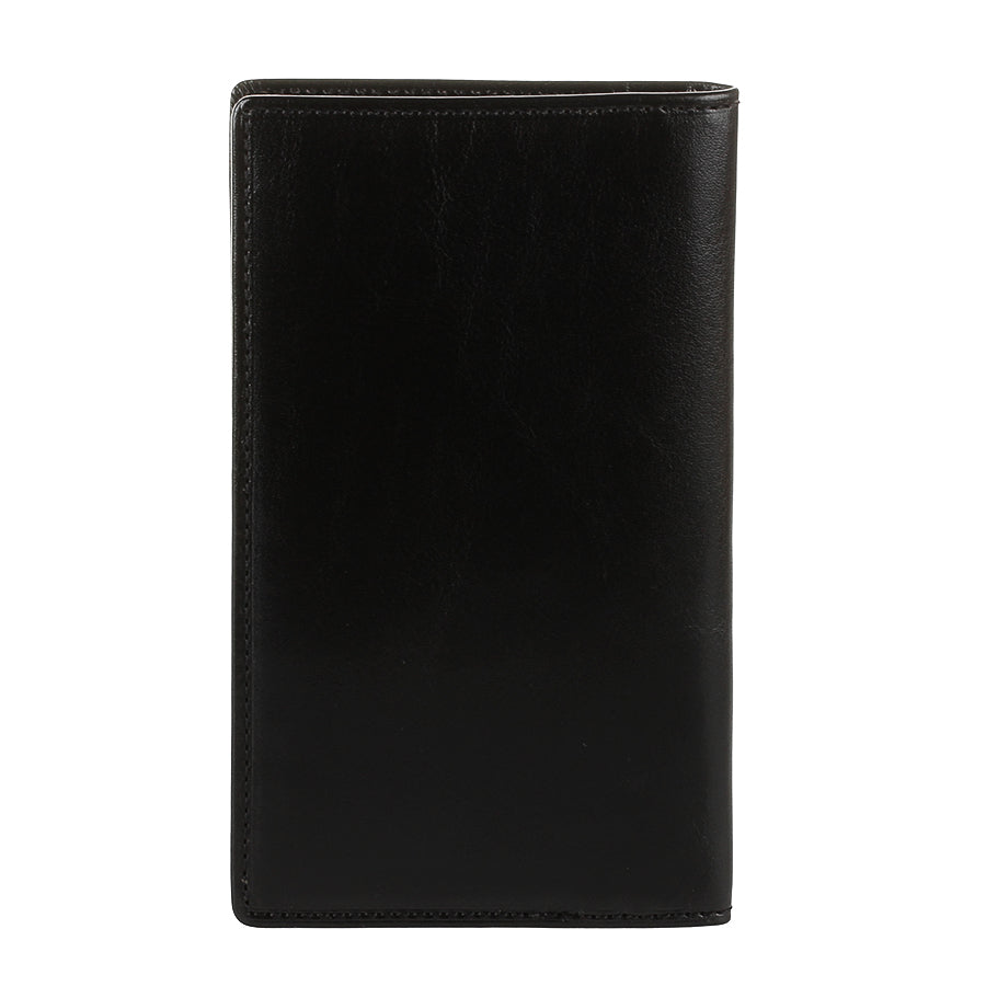 Tony Perotti Italico 1438 nero black leather coat wallet — closed back view, plain smooth leather