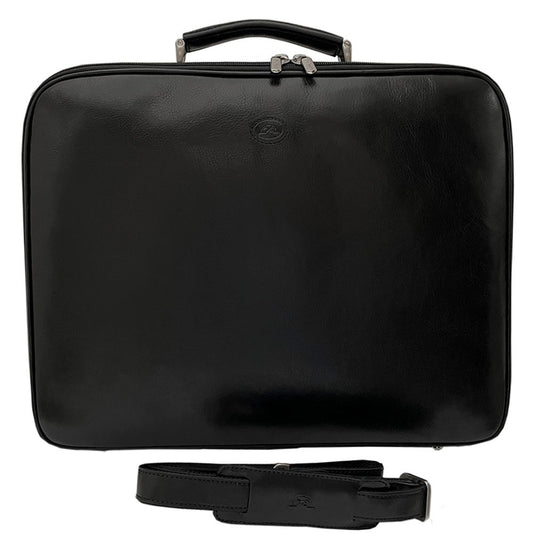 Briefcase men's leather black Tony Perotti Italico 8751 nero