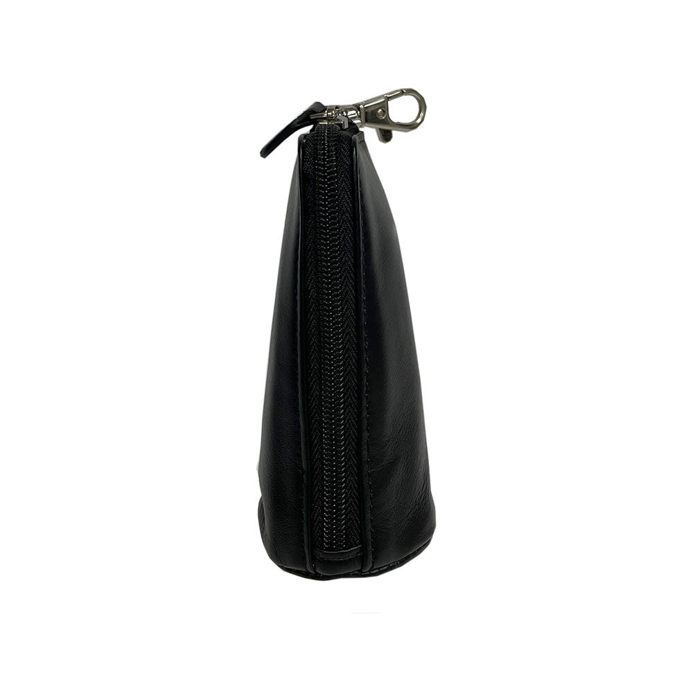 Tony Perotti New Rainbow 4025 nero — the case closed, seen from the back with the long leather zip pull