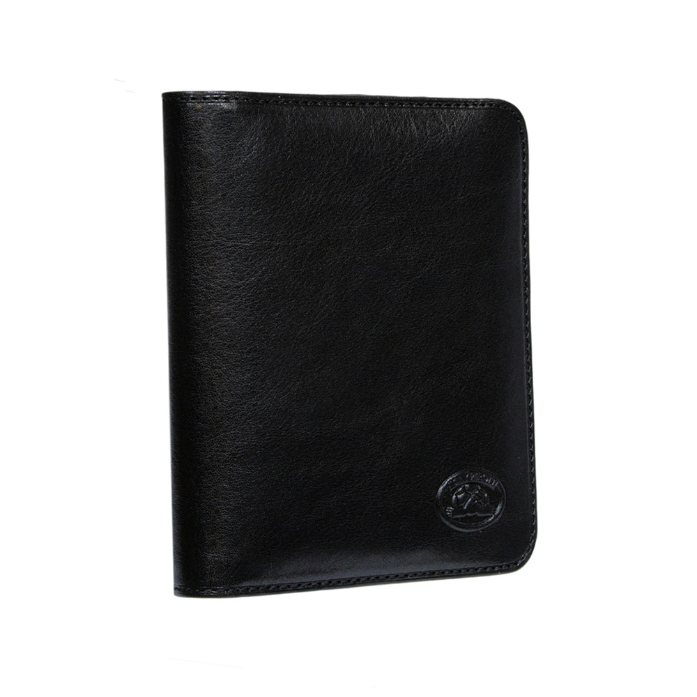 Tony Perotti black bull leather business card holder with turtle emblem — Italico 2612 nero