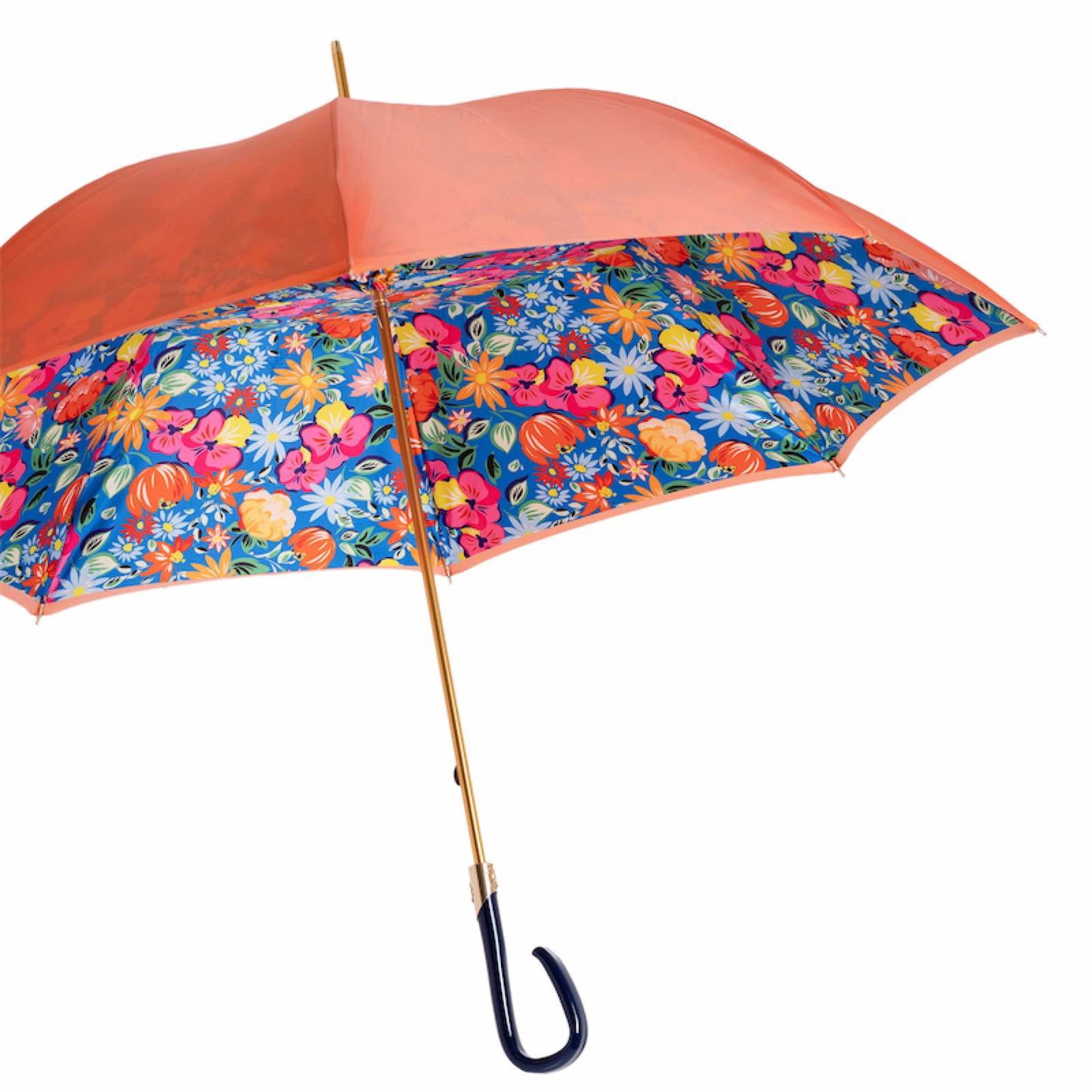 Paraplu wandelstok dames zwart met bloemenprint Pasotti 189 9L980-1 P27BR