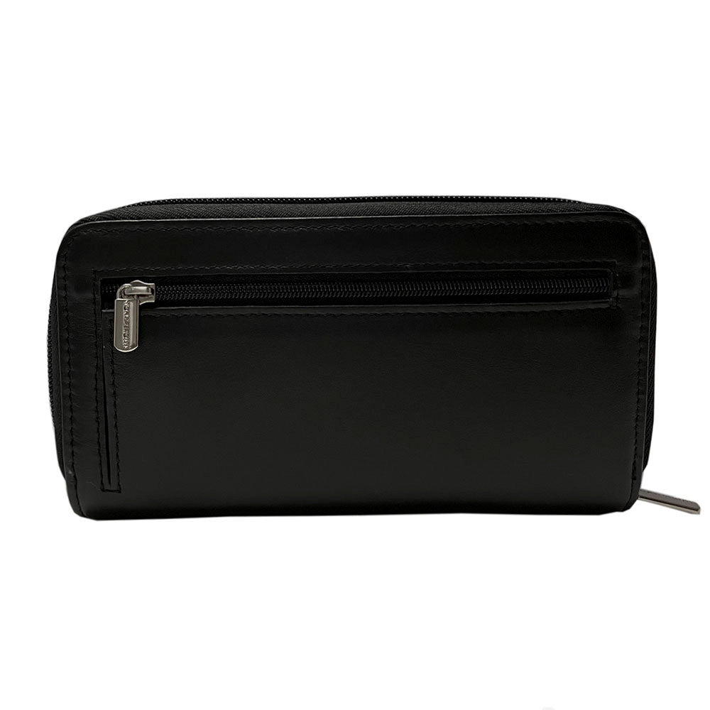 Back of the black Swarovski wallet with zip coin pocket