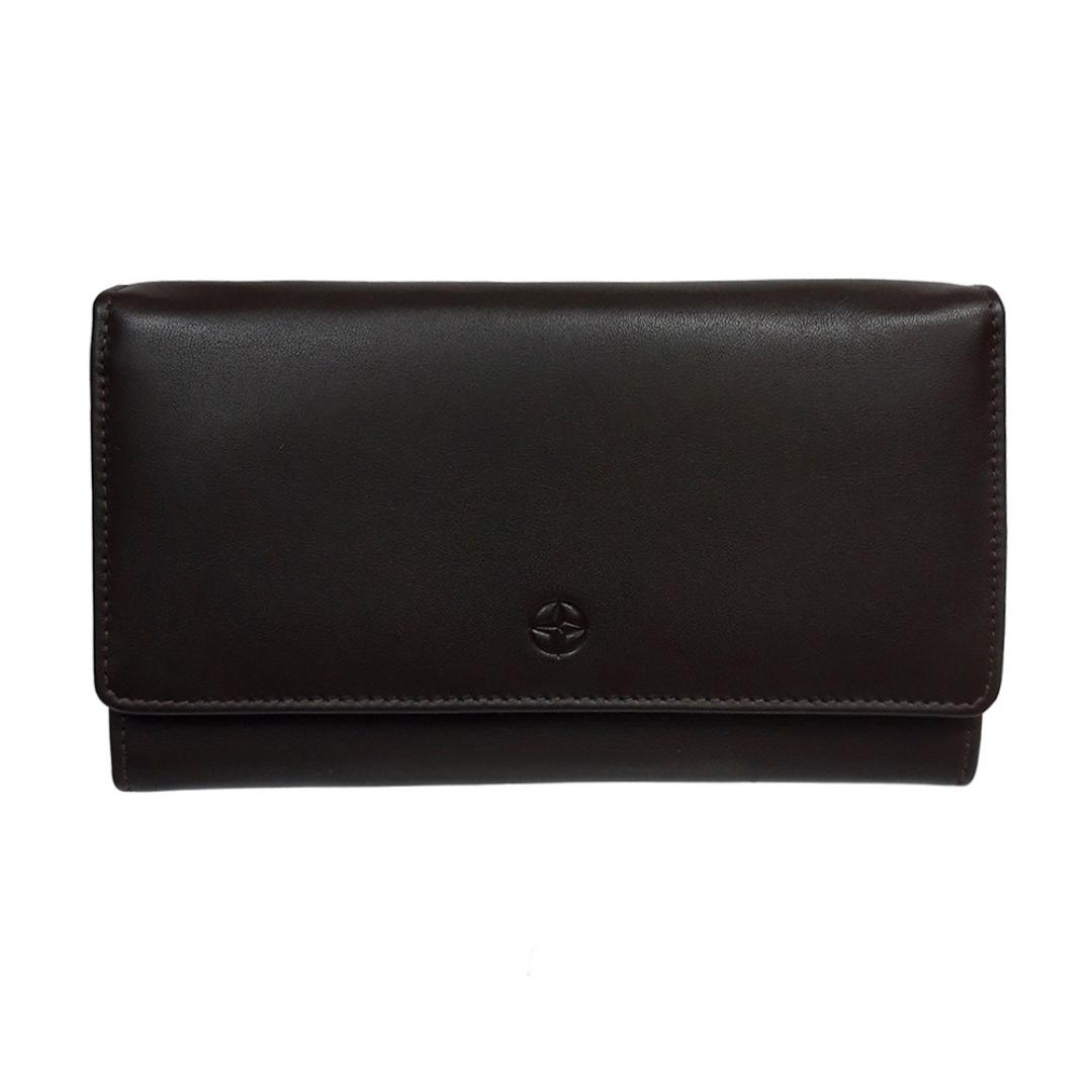 Tony Perotti Cortina 5008 nero black leather flap wallet with embossed compass emblem — handcrafted in Italy
