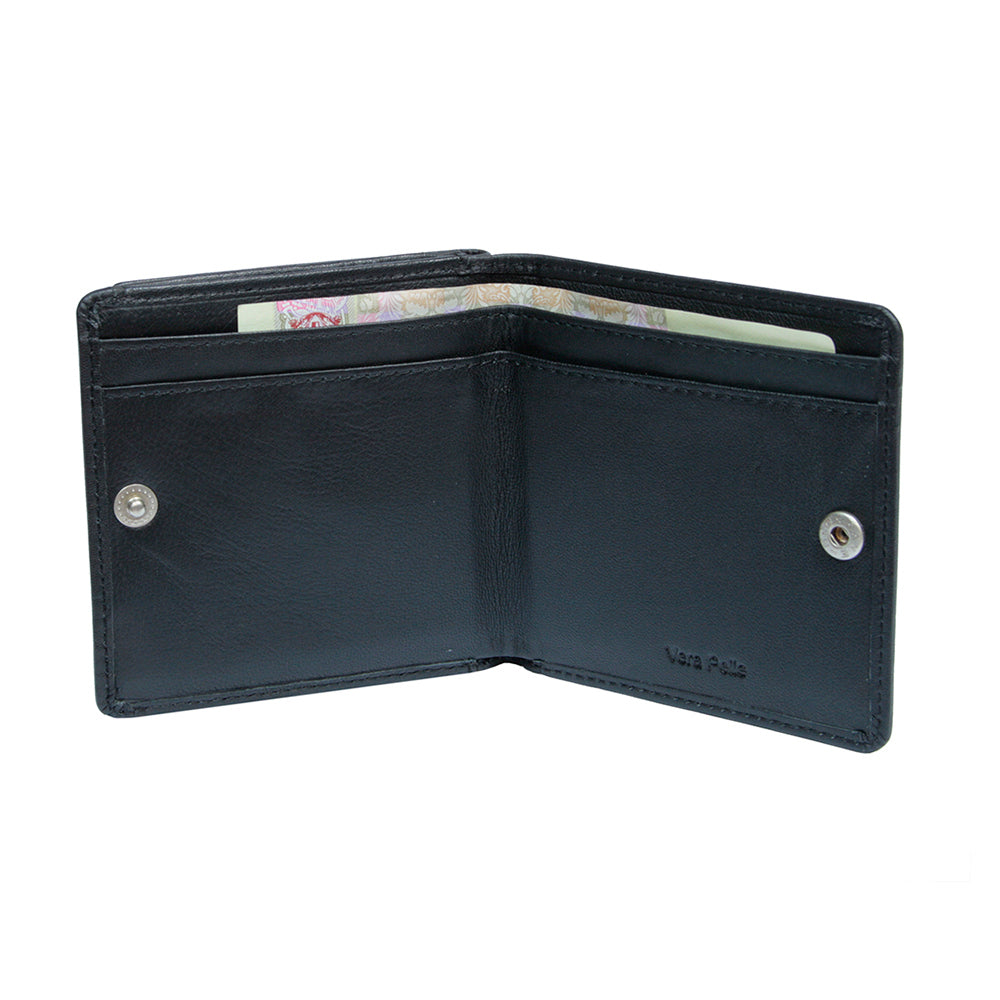 Tony Perotti Cortina 5064 nero opened flat with banknotes in the compartments