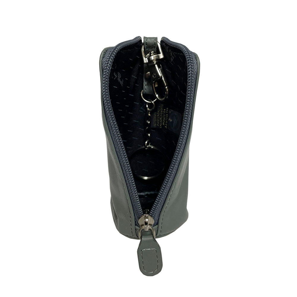 Tony Perotti New Rainbow 4025 grigio — opened: the olive brand-print lining, the sewn-in authenticity tag and the ring on a chain inside