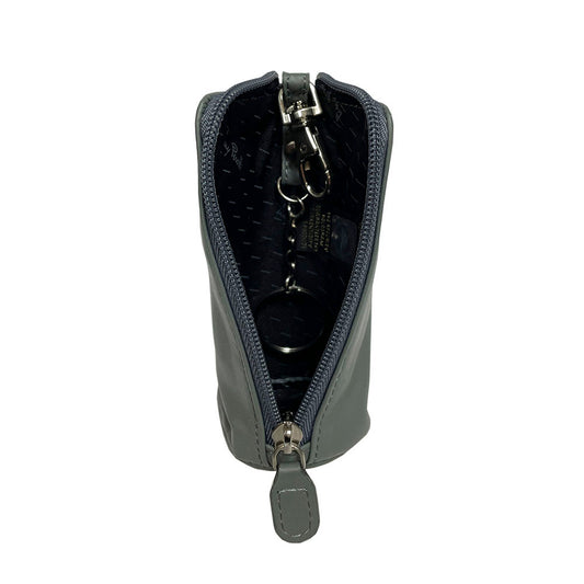 Tony Perotti New Rainbow 4025 grigio — opened: the black lining with a grey brand print, the sewn-in authenticity tag and the ring on a chain inside
