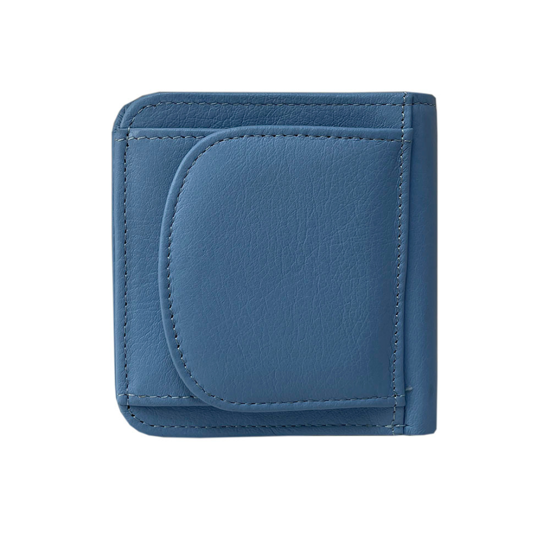 Tony Perotti light blue wallet — rear fold-out coin pocket closed