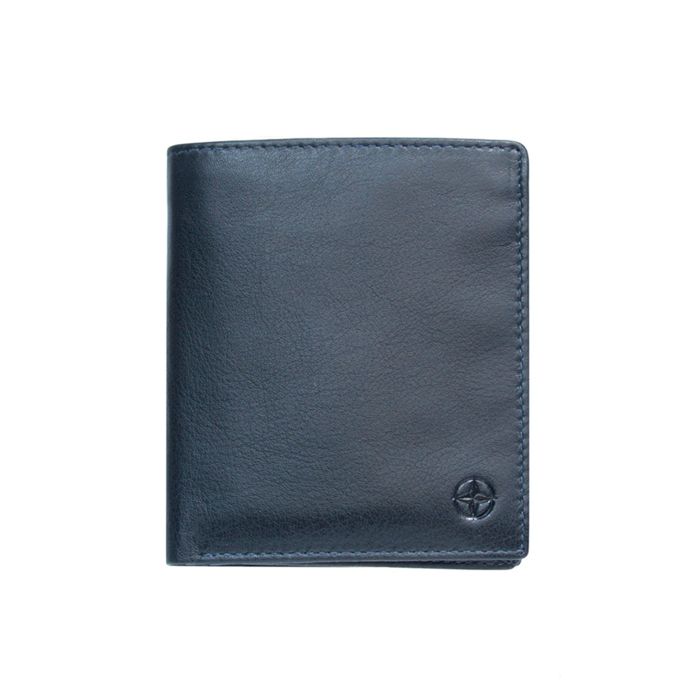 Tony Perotti navy calf leather vertical bifold wallet — Cortina 5079 navy