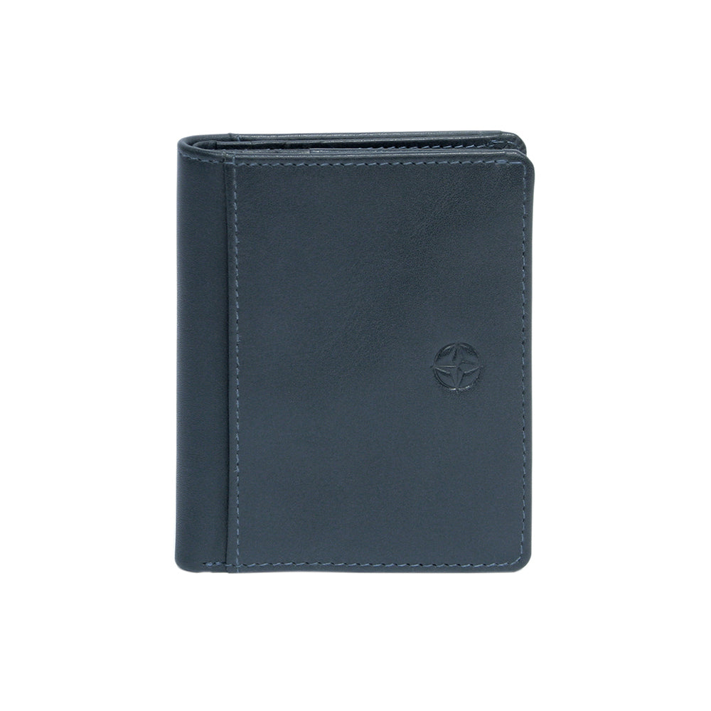 Tony Perotti Cortina 5045 navy — the wallet closed, front face with the embossed compass rose