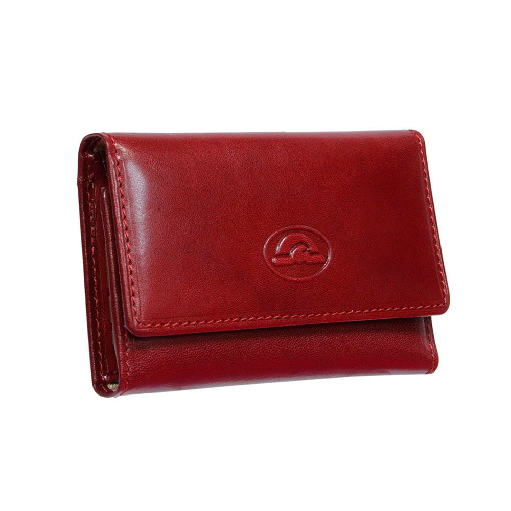 Red leather key case closed, angled side view — Tony Perotti Italico 2533 rosso