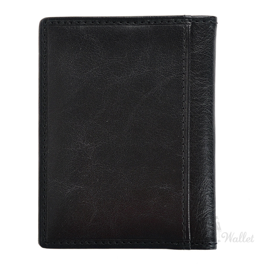 Black leather card holder back face — Tony Perotti Italico 1034N nero