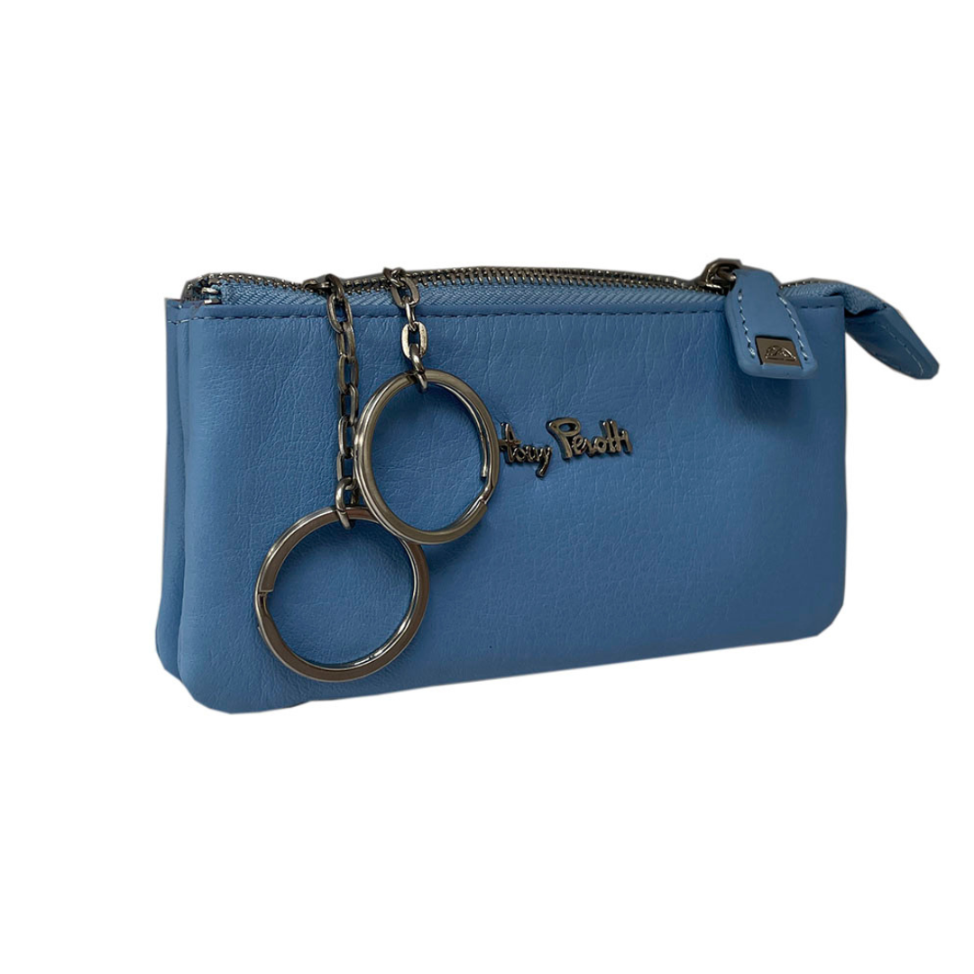 Tony Perotti Contatto 3350 baby — the pouch at an angle, showing the zip and the leather tab with the turtle plaque