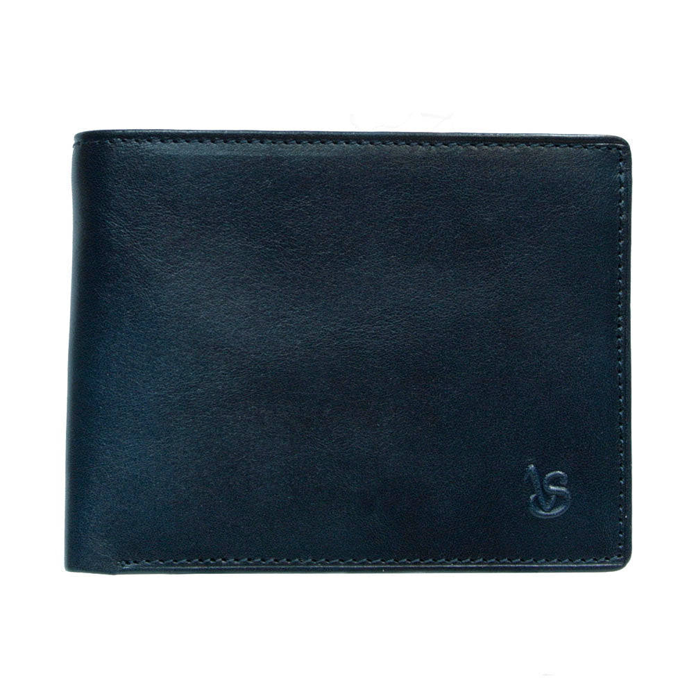 Tony Perotti Viasorte 533 navy men's bifold wallet — closed front view