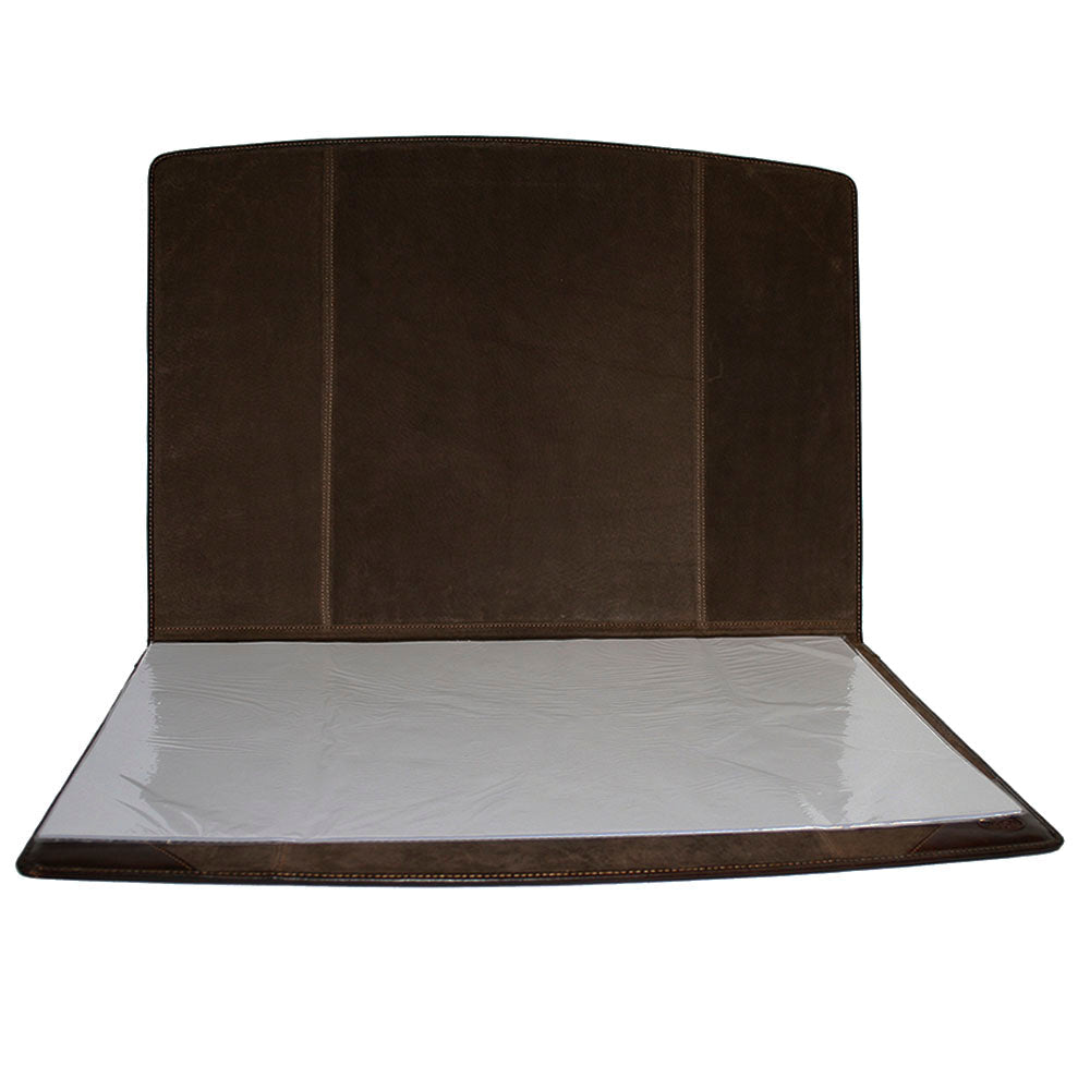 Tony Perotti Scrittoio 1345 moro — the desk mat with its back raised, showing the suede underside