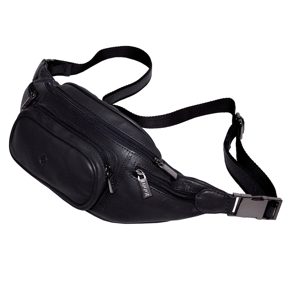Cortina 6000 nero at an angle, showing the side-release buckle and the slider on the webbing belt