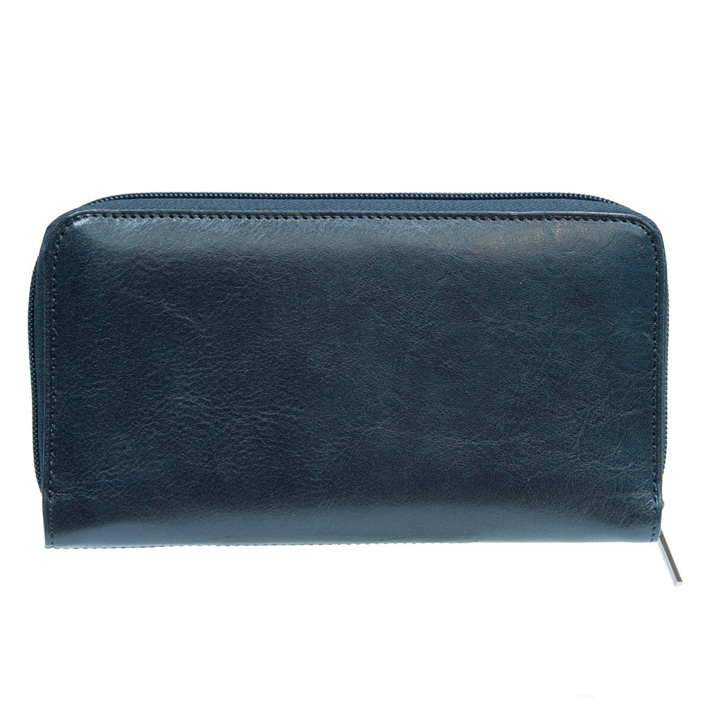 Viasorte 2250 navy — back of the wallet with the zip running around the edge