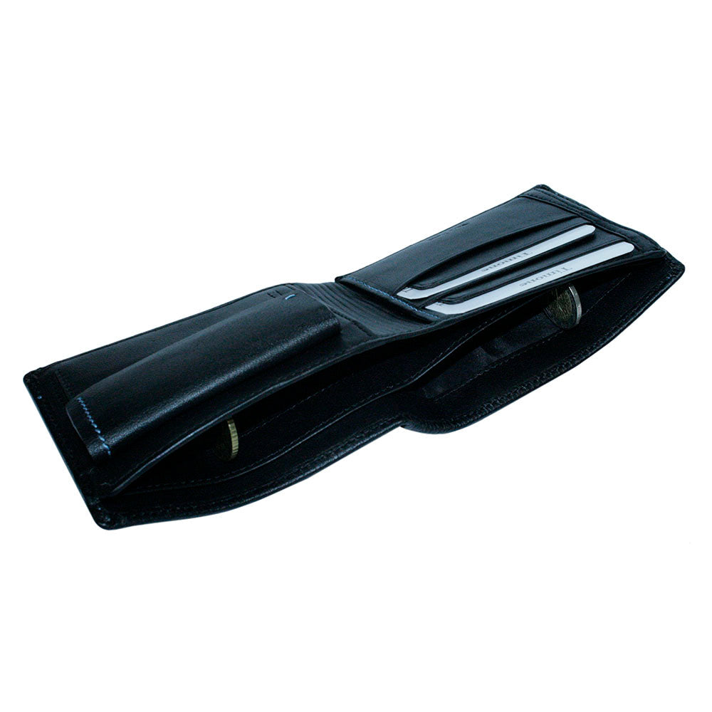 Tony Perotti Timone 11013G black wallet, side view into the bill compartment