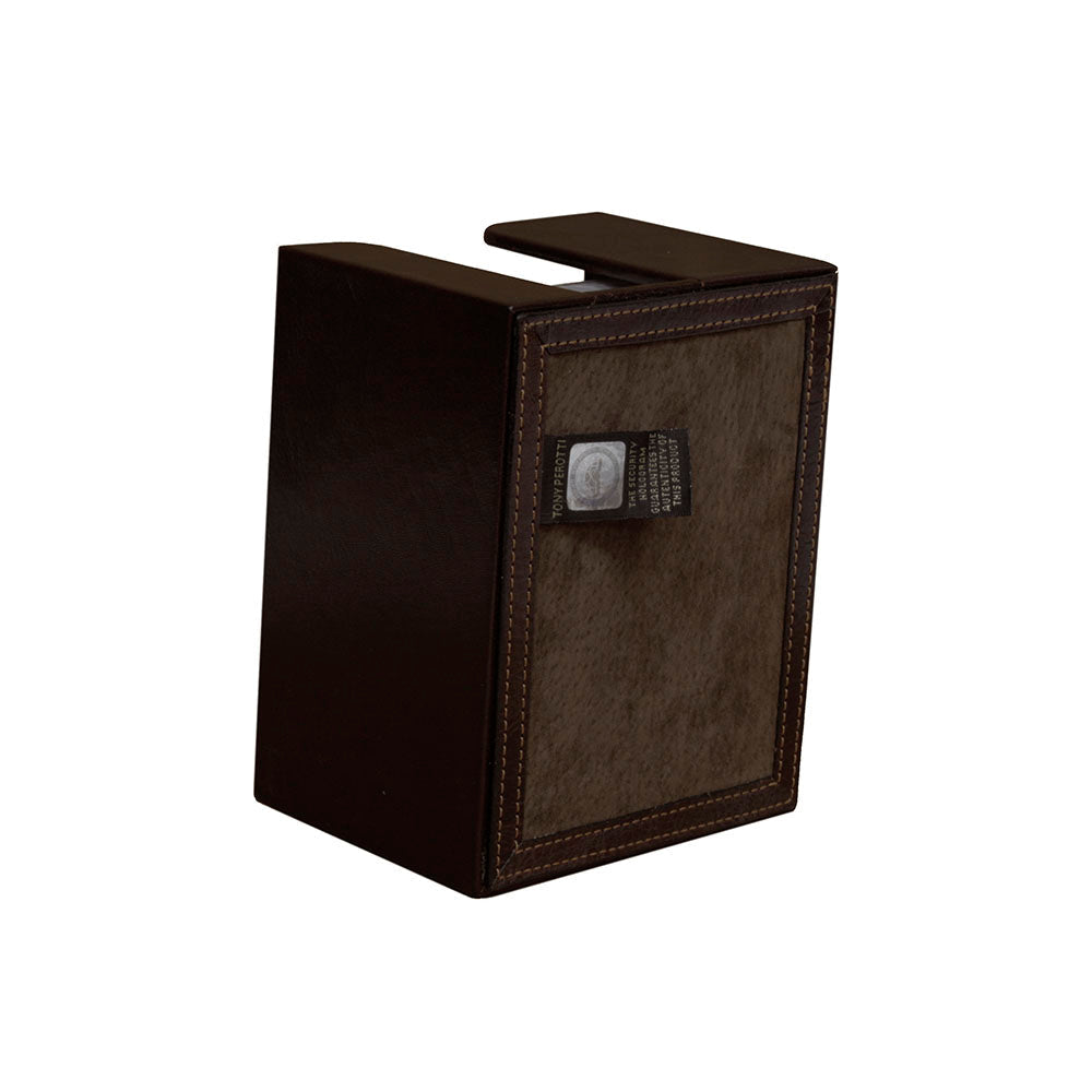 Tony Perotti Scrittoio 1320 moro — the suede base with the Tony Perotti authenticity label and its security hologram