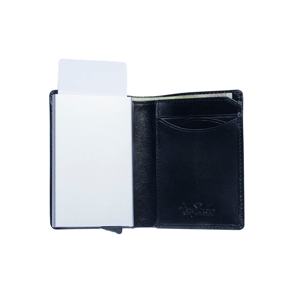 Tony Perotti Nevada 3758 nero — card pushed up from the aluminium card case