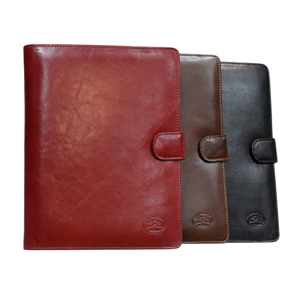Italico 2590 in three colours side by side — red, dark brown and black