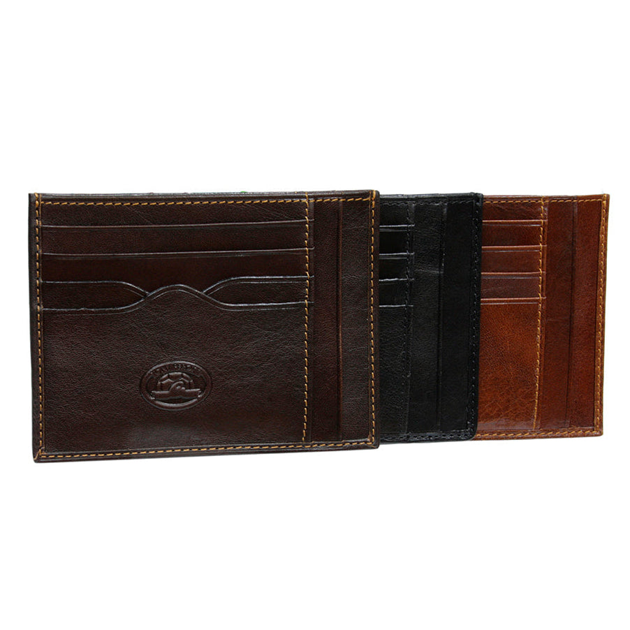 Italico 2171 card holders in dark brown, black and cognac shown together
