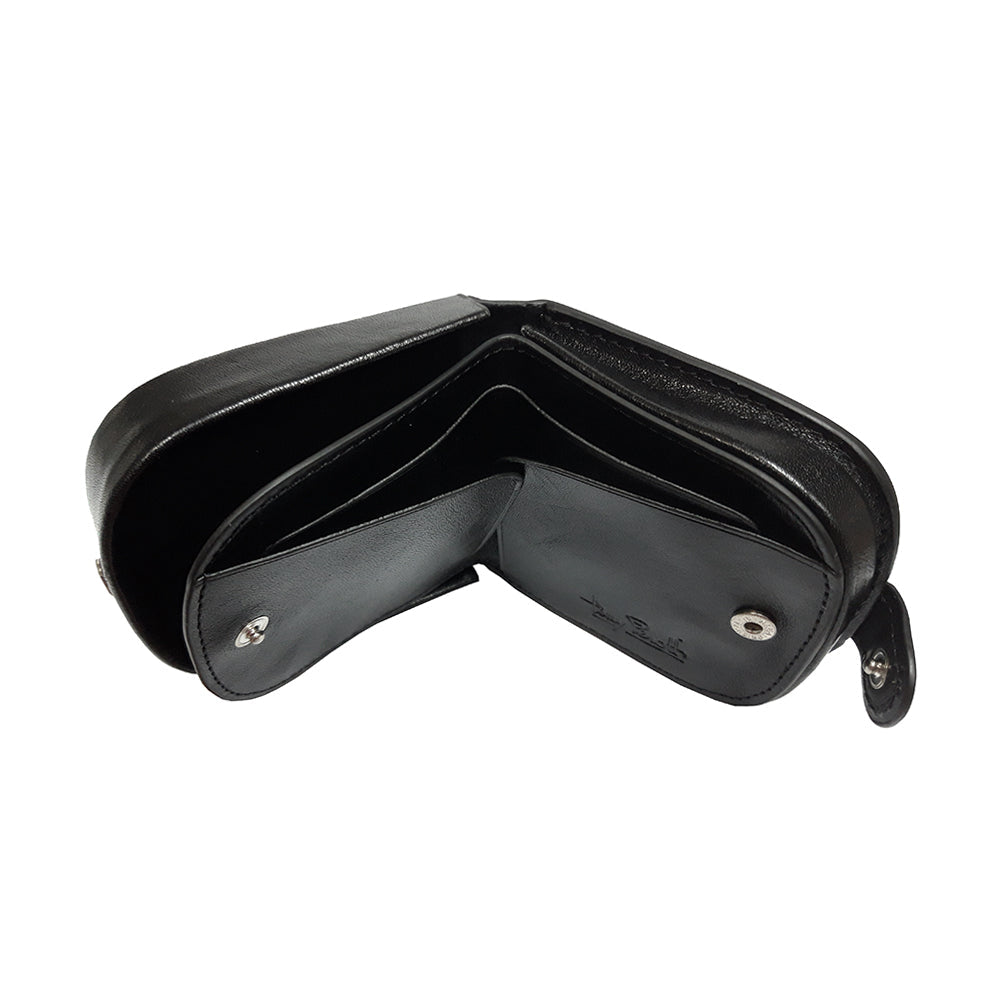 Side view of the inner note leaves of the black Tony Perotti Italico 2086 nero coin purse