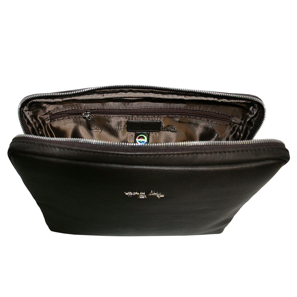 Contatto 9594-28 moro inside: branded lining printed with the Tony Perotti name, zip pocket and hologram tag