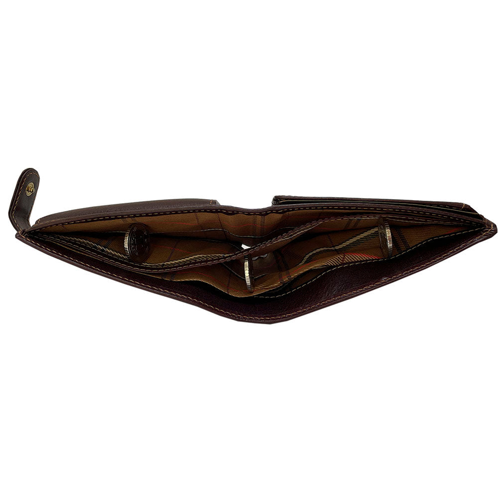 Top view inside Tony Perotti Italico 3341A-Q moro wallet — two bill compartments with check lining