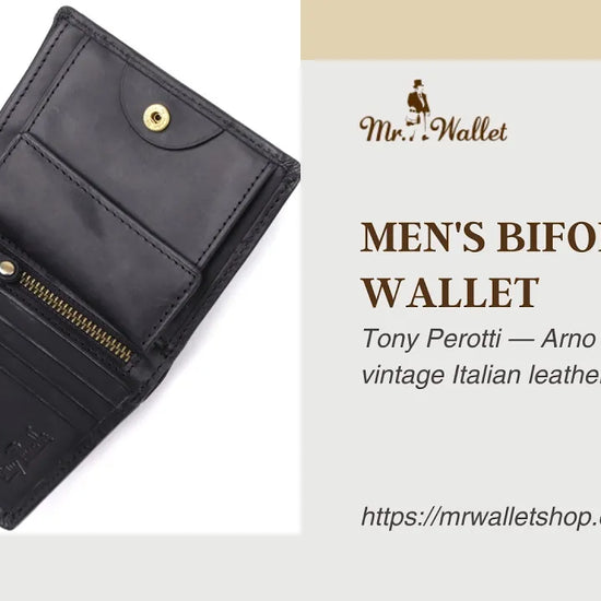 Video review: Tony Perotti Arno 1165 nero men's black vintage leather bifold wallet with coin pocket
