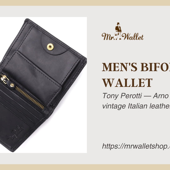 Video review: Tony Perotti Arno 1165 nero men's black vintage leather bifold wallet with coin pocket
