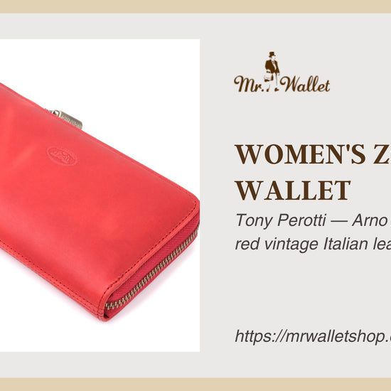 Video review: Tony Perotti Arno 2250 rosso women's large red leather zip-around wallet