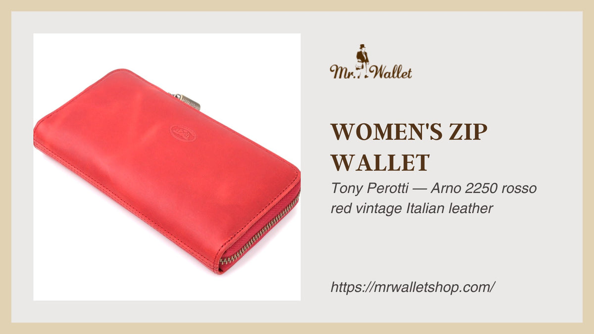 Video review: Tony Perotti Arno 2250 rosso women's large red leather zip-around wallet